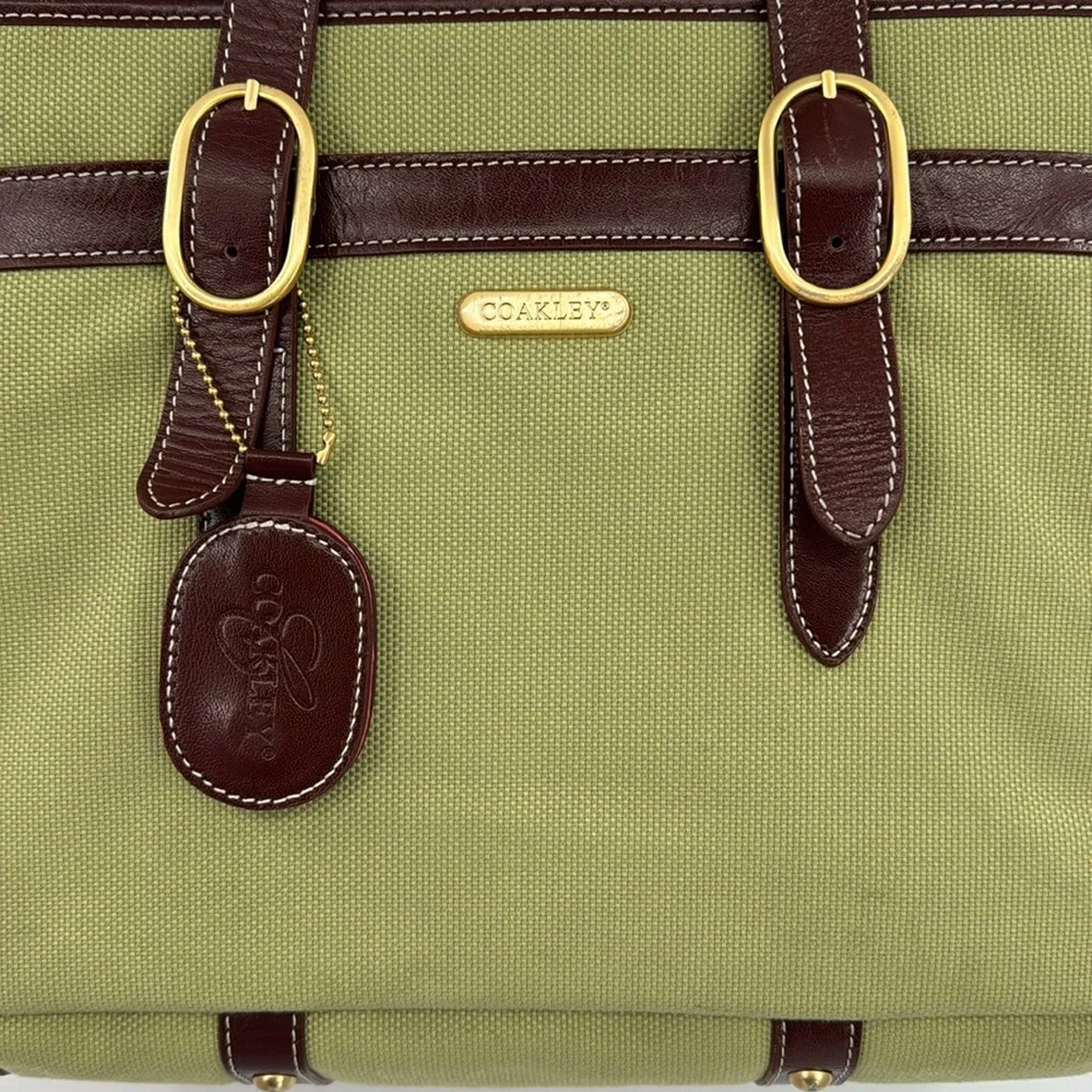 Coakley Laptop Bag green and brown leather